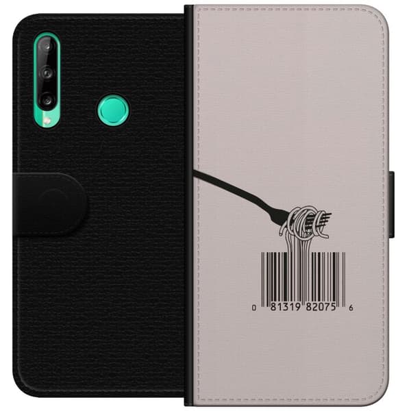 Kompatibelt Lommeboketui til Huawei P40 lite E Spaghetti och streckkod beige