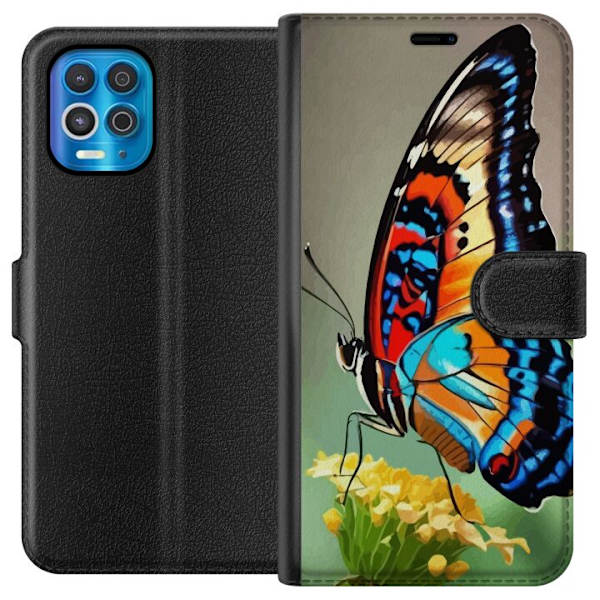 Motorola Edge S Plånboksfodral Fjäril Natur Sommar Motiv Vingar Färgstark Design Populär Dekor Grafiskt Exotiskt Tema