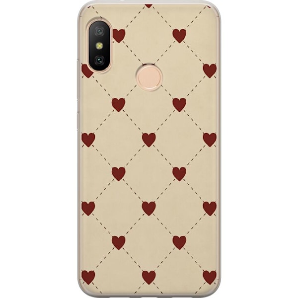 Xiaomi Redmi 6 Pro Läpinäkyvä kuori Sydänverkko