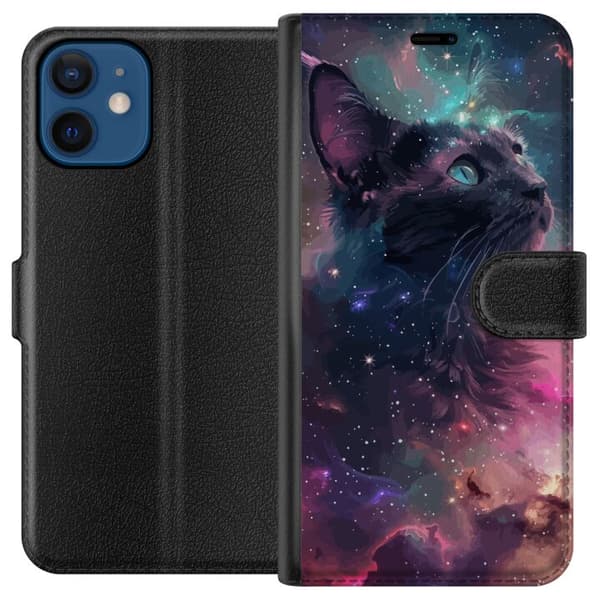 Kompatibel Tegnebogsetui til Apple iPhone 12 mini Katten i Galaksen