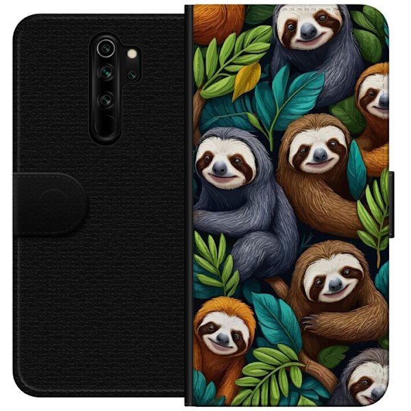 Xiaomi Redmi Note 8 Pro  Tegnebogsetui Sengångarstil - afslappet motiv med sød dovendyr