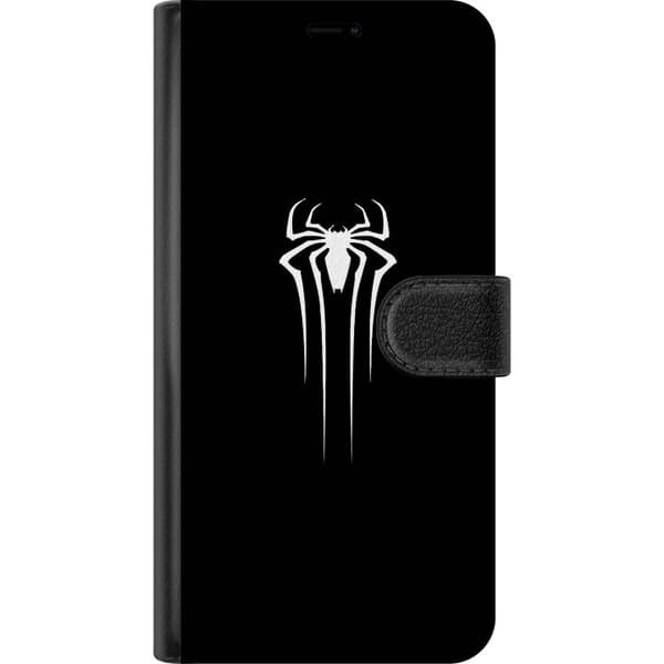 Kompatibel Tegnebogsetui til Apple iPhone 7 Minimalistisk hvidt edderkoppesymbol med lange ben på sort baggrund sort