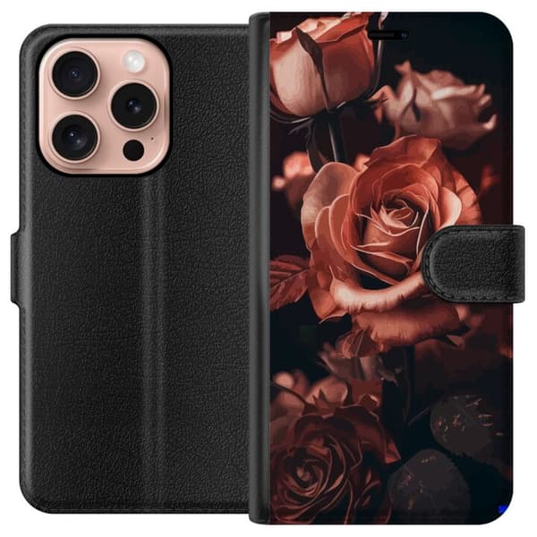 Kompatibel Tegnebogsetui til Apple iPhone 16 Pro Blomster