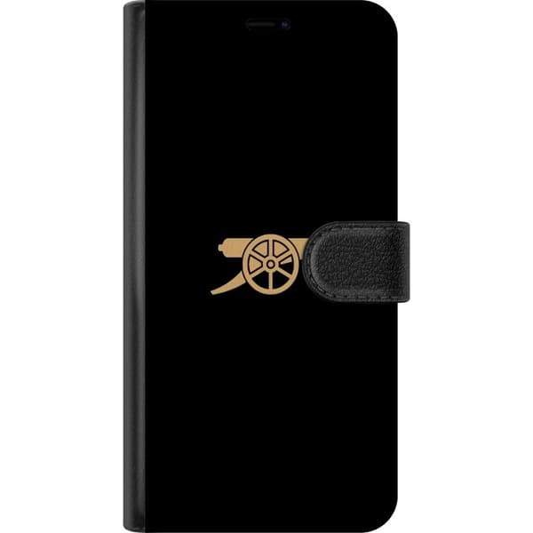 Kompatibel Tegnebogsetui til Apple iPhone 14 Plus Minimalistisk motiv med guldfarvet kanon mod sort baggrund sort