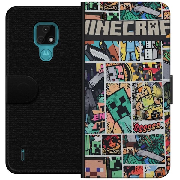 Motorola Moto E7 Lompakkokotelo Minecraft Taide