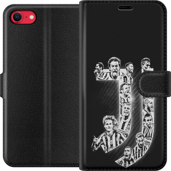 Kompatibel Tegnebogsetui til Apple iPhone 7 Monogram af fodboldspillere - fodboldcollage i sort og hvidt sort