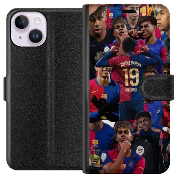 Apple iPhone 15 Plånboksfodral Lamine Yamal mobilskal för fotbollsfans