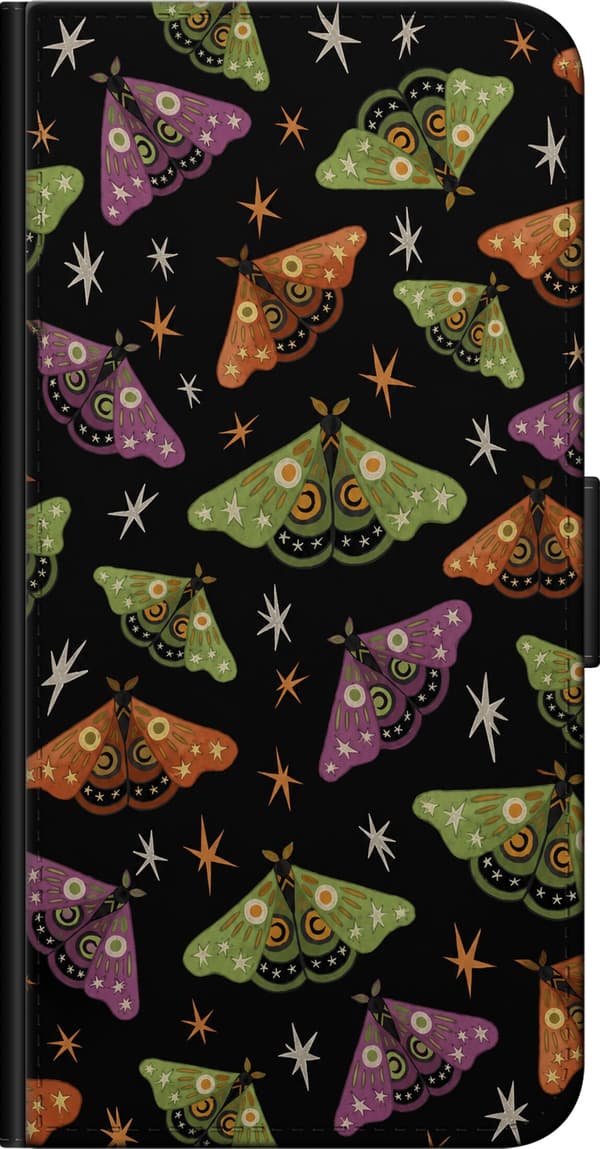 Kompatibel Tegnebogsetui til OnePlus 9 Pro Sort sommerfuglegrafik sort