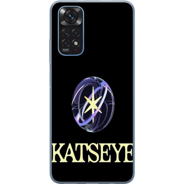 Kompatibel Mobilcover til Xiaomi Redmi Note 11 KATSEYE-logo med gul stjerne, lilla omløbsringe og lys typografi mod sort baggrund sort