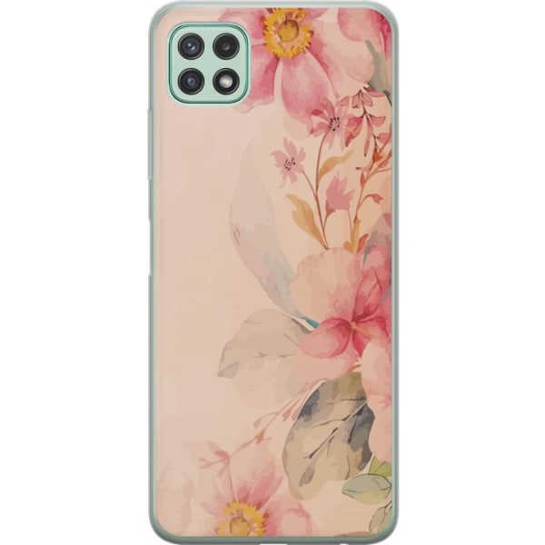 Samsung Galaxy A22 5G Gennemsigtig cover Farverige Blomster