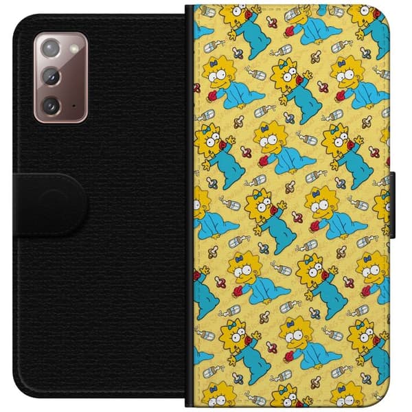 Kompatibel Tegnebogsetui til Samsung Galaxy Note20 Mønster med Maggie Simpson, sutter og sutteflasker gul