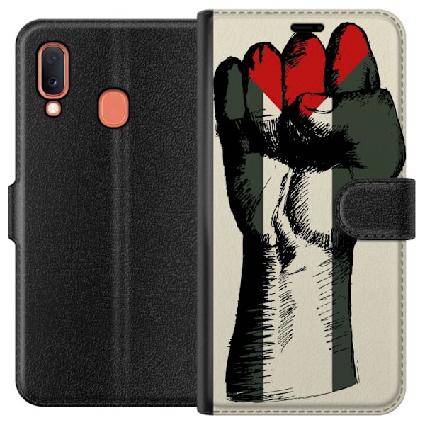 Samsung Galaxy A20e Plånboksfodral Hand knuten i Palestinas färger – kraftfull symbol för frihetsrörelsen