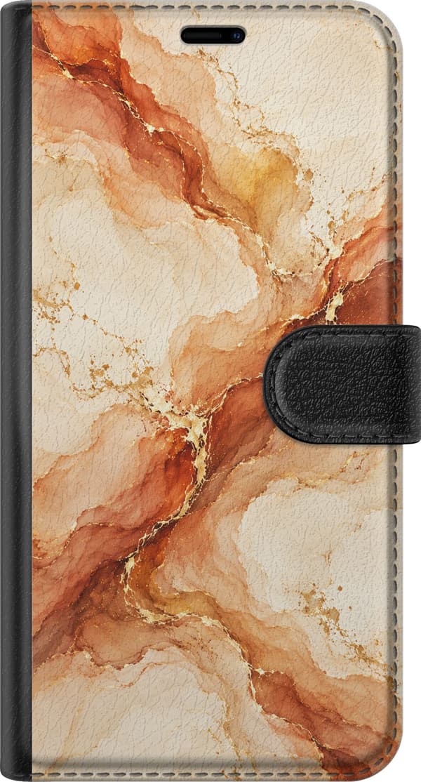 Kompatibelt Lommeboketui til Xiaomi Redmi 10C Ravmarmor beige