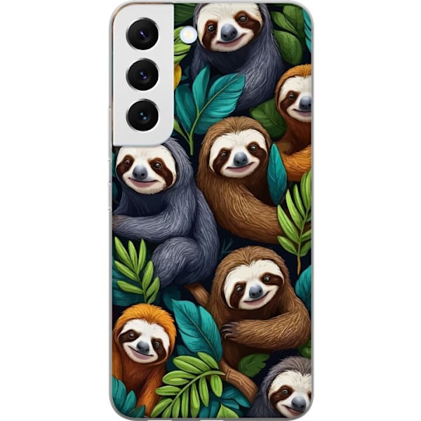 Samsung Galaxy S22 5G Gennemsigtig cover Sengångarstil - afslappet motiv med sød dovendyr