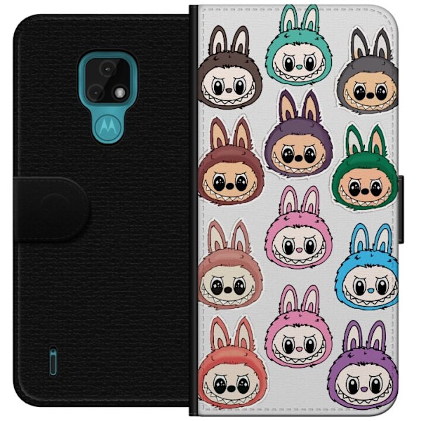 Motorola Moto E7 Tegnebogsetui Labubu Macaron Monster - Nuttet