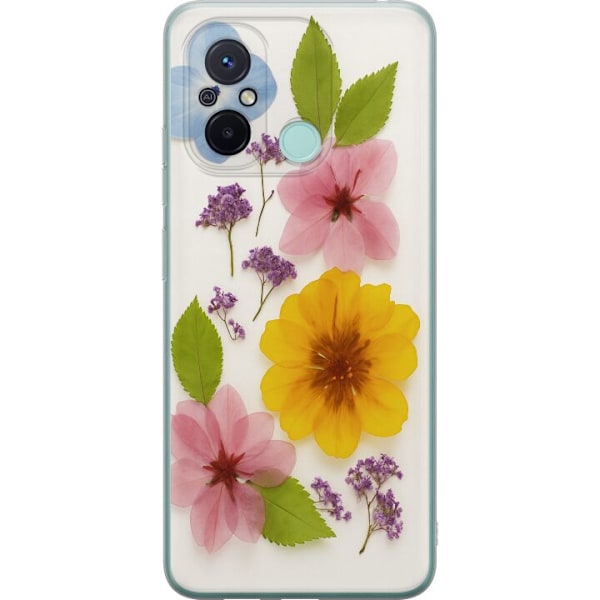 Xiaomi Redmi 12C Genomskinligt Skal Pressade blommor