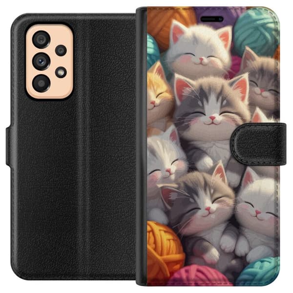 Kompatibelt Plånboksfodral till Samsung Galaxy A53 5G Sovande kattungar beige