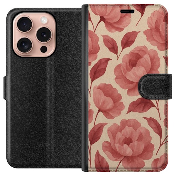 Apple iPhone 16 Pro Tegnebogsetui Roseblomst