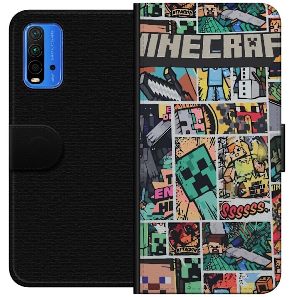 Xiaomi Redmi Note 9 4G Tegnebogsetui Minecraft Kunst