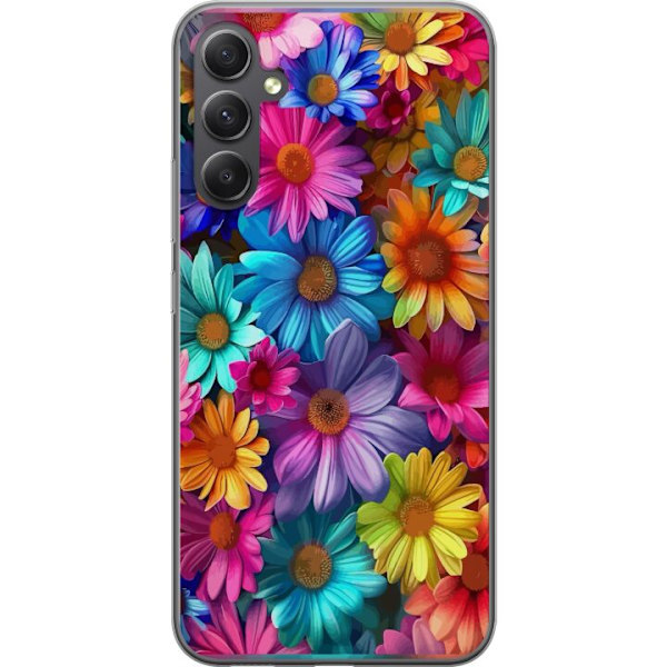 Samsung Galaxy S23 FE Genomskinligt Skal Gerbera Blommor Färgglad Dekor Blommotiv Populärt Heminredning Färg Rik Väggkonst Design