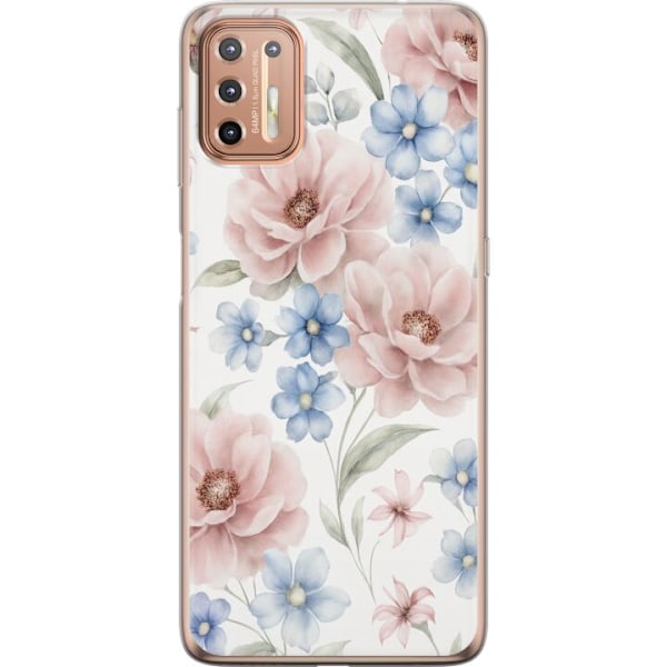 Motorola Moto G9 Plus Läpinäkyvä kuori Romanttiset kukat