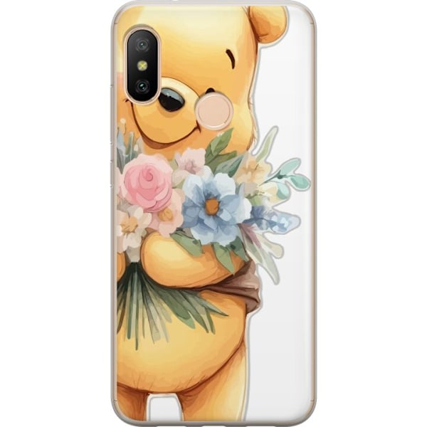 Xiaomi Redmi 6 Pro Genomskinligt Skal Nalle Puh med blommor
