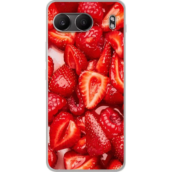 OnePlus Nord 4 Genomskinligt Skal Jordgubbsmönster – sött motiv med sommarkänsla