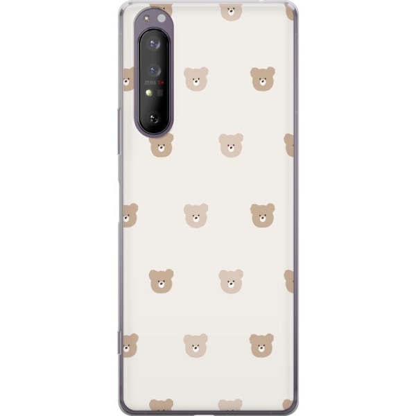 Sony Xperia 1 II Läpinäkyvä kuori Teddy-tausta - söpöt teddykarhut pehmeällä taustalla