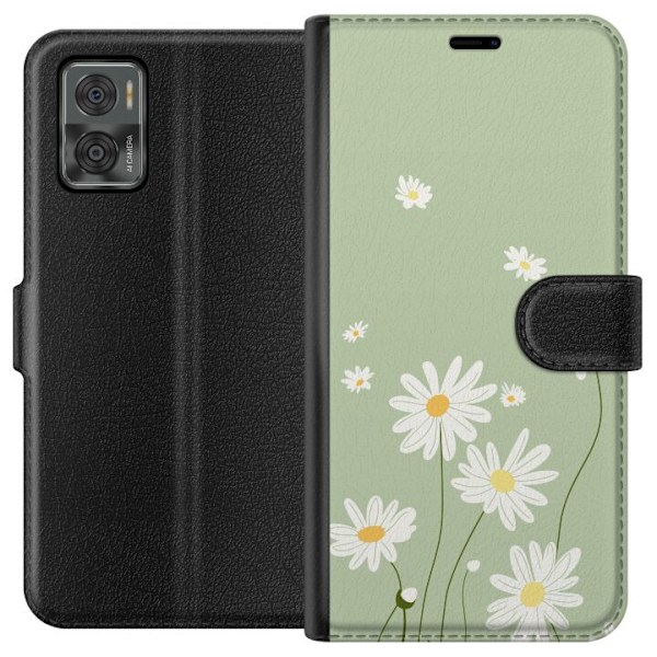 Motorola Moto E22i Plånboksfodral Prästkragar – blommigt mönster i svensk sommarstil