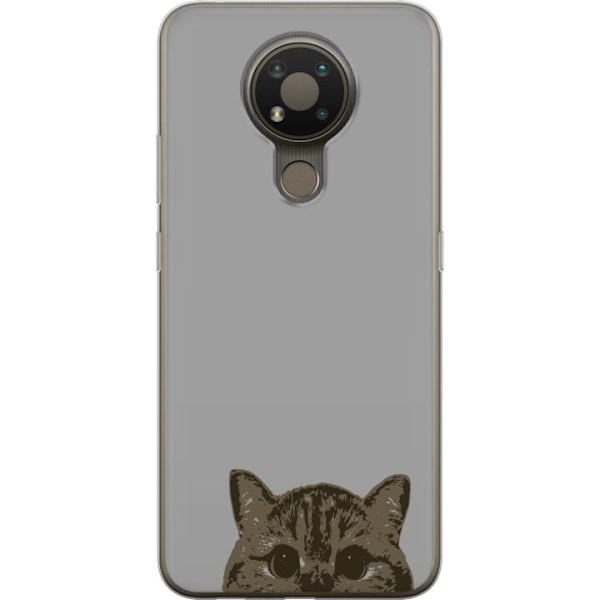 Nokia 3.4 Genomskinligt Skal Grå Kattblick – stilren kattdesign med grå bakgrund