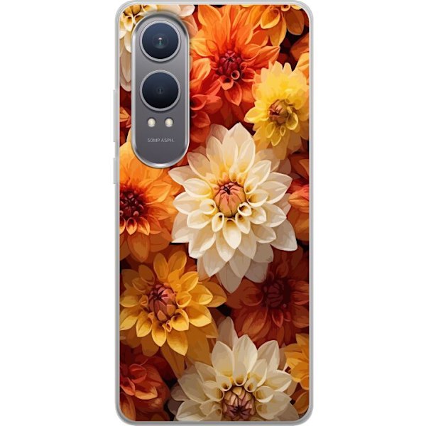 OnePlus Nord CE4 Lite Gennemsigtig cover Orange Blomster