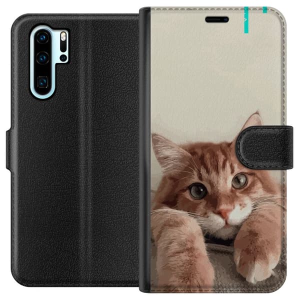 Kompatibelt Lommeboketui til Huawei P30 Pro Katt