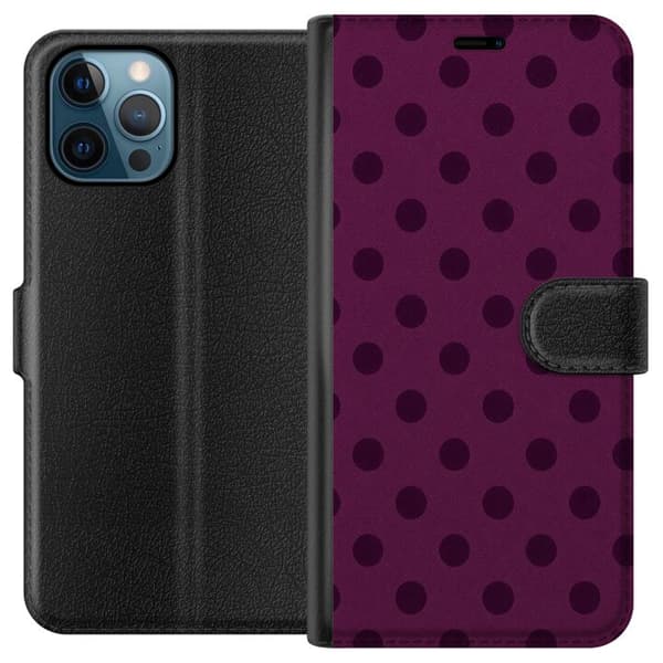 Kompatibel Tegnebogsetui til Apple iPhone 12 Pro Blomme Popprikker lilla