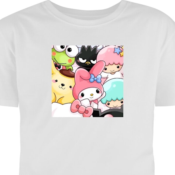 Lasten T-paita | Mukava T-paita Lapsille Kawaii Sanrio Crew valkoinen 12-13 Vuotta