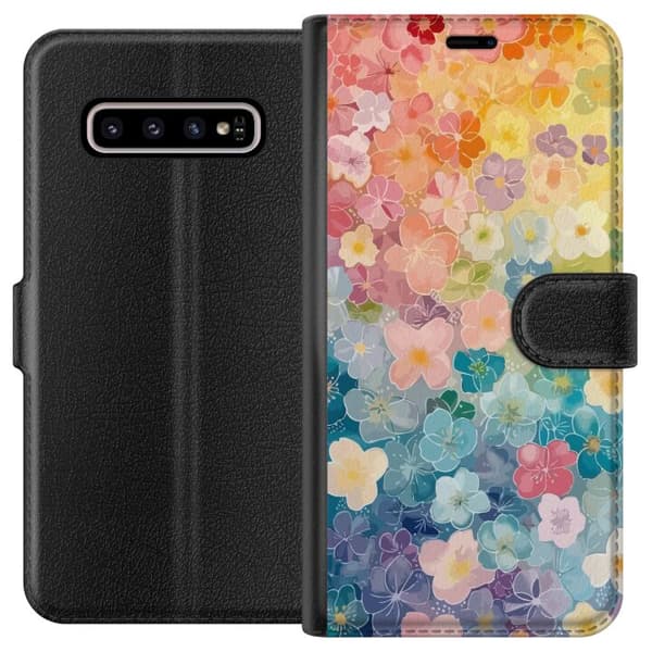 Kompatibelt Lommeboketui til Samsung Galaxy S10+ Liljer