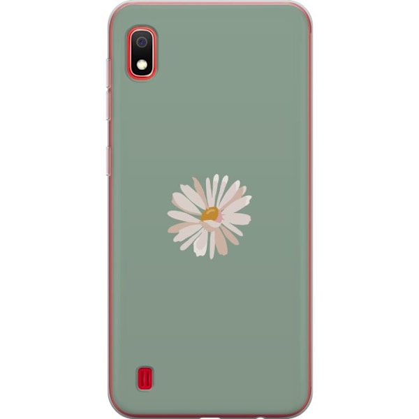 Samsung Galaxy A10 Genomskinligt Skal Grön Minimalblomma –