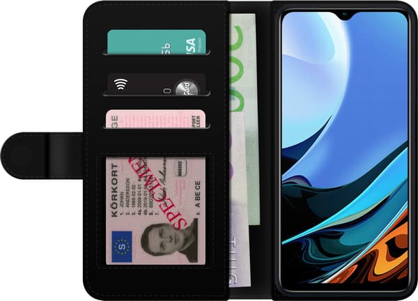 Kompatibelt Lommeboketui til Xiaomi Redmi Note 9 4G Blå underblomst - Blått motiv med blå underblomst. blå