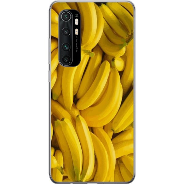 Xiaomi Mi Note 10 Lite Genomskinligt Skal Banana Pattern – lekfullt mönster med gula bananer