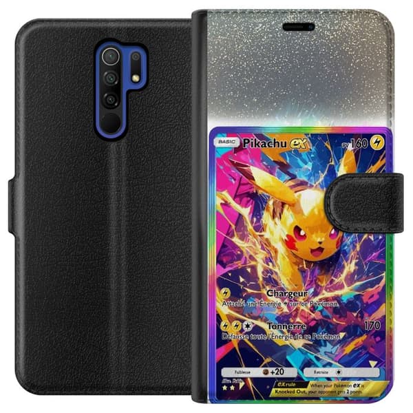 Kompatibel Tegnebogsetui til Xiaomi Redmi 9 Pikachu gul