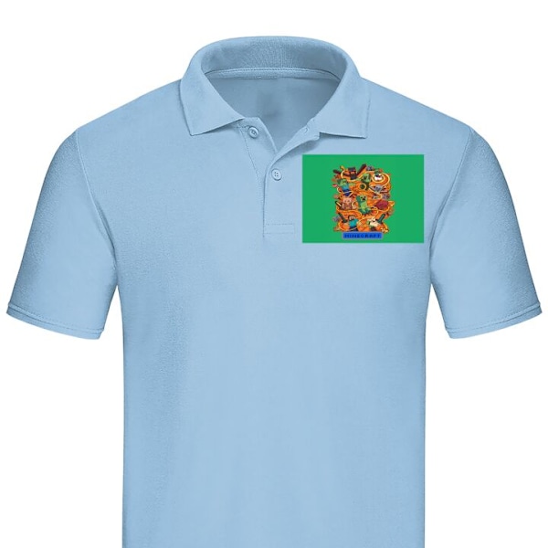 Piké för Vuxen | Elegant Pikétröja Minecraft Ljusblå Small