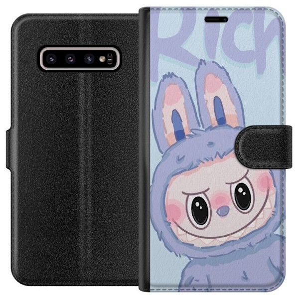 Samsung Galaxy S10+ Tegnebogsetui Blå Kanin Labubu