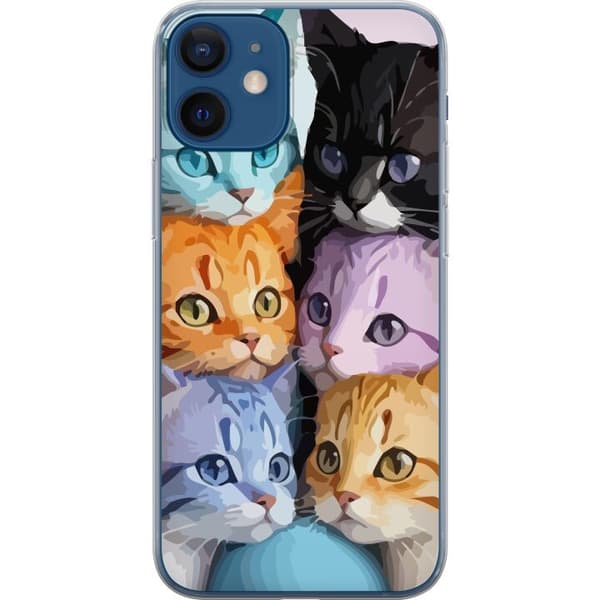 Kompatibelt Mobilskal till Apple iPhone 12 mini Färgglada Katter