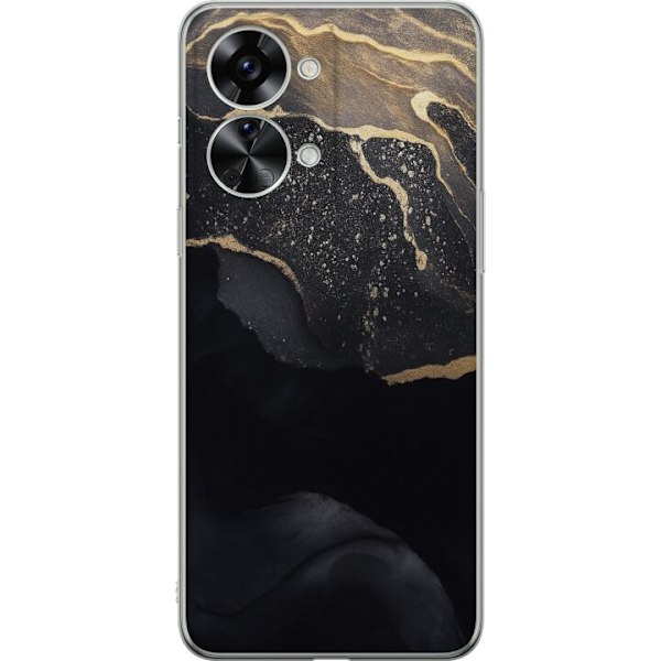 OnePlus Nord 2T Gennemsigtig cover Sort guld abstrakt