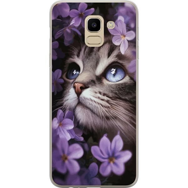 Samsung Galaxy J6 Gennemsigtig cover Kat og blomster