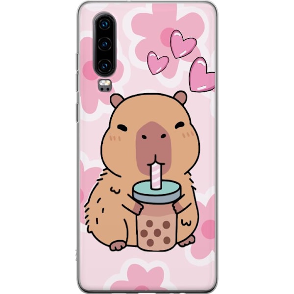 Huawei P30 Läpinäkyvä kuori Kawaii Capybara Sydän Anime-ty
