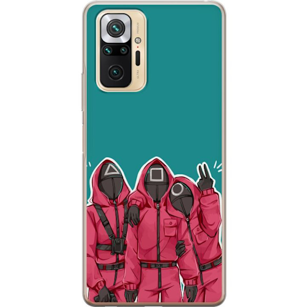 Xiaomi Redmi Note 10 Pro Genomskinligt Skal Squid Game Karaktärer Grafisk Design Seriefigurer Populär TV Motiv Asiatisk Stil Spännande Trend
