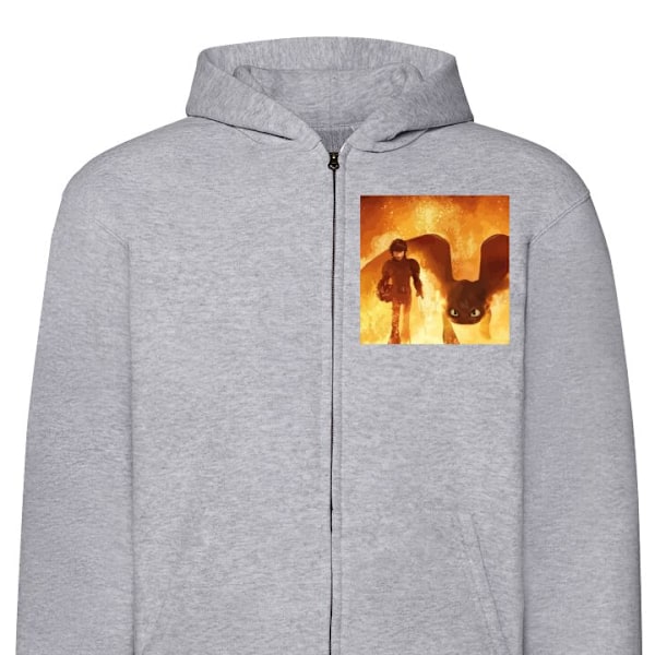 Zip-Hoodie | Hættetrøje med Lynlås til Voksne Drage træner grå XL