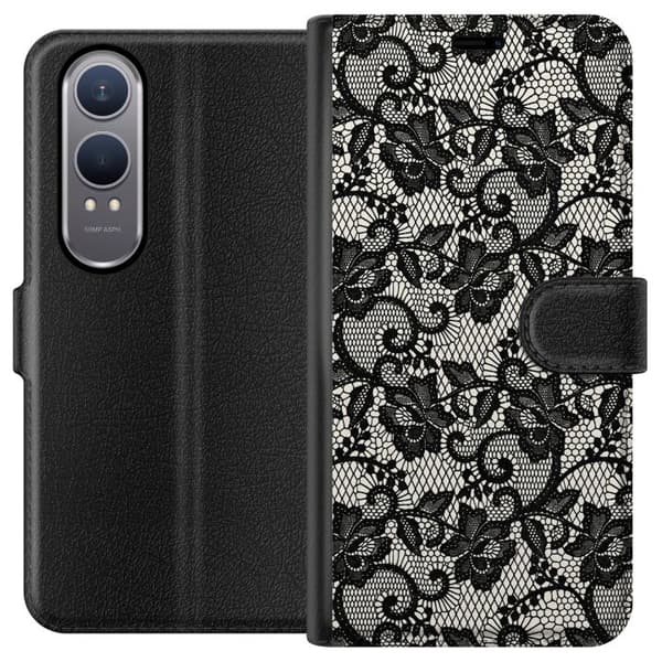 Kompatibel Tegnebogsetui til OnePlus Nord CE4 Lite Sort blondemønster sort