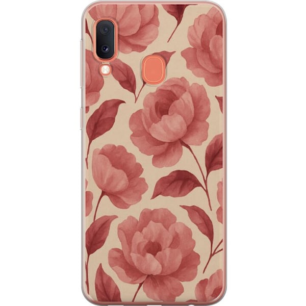 Samsung Galaxy A20e Gennemsigtig cover Roseblomst