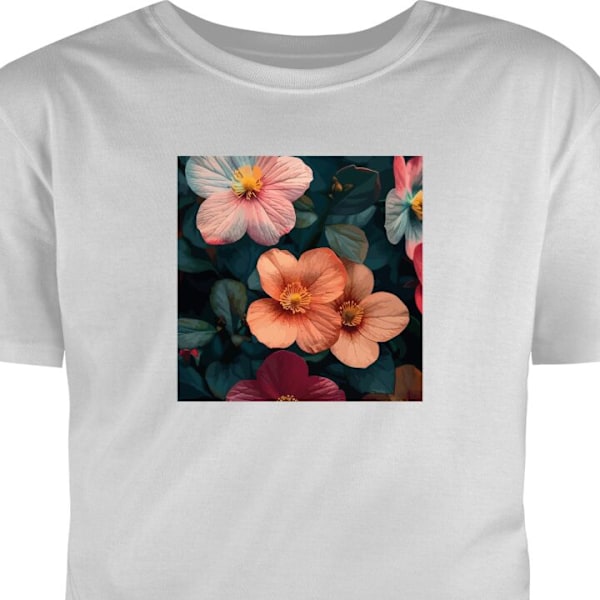 T-shirt til Voksen | Klassisk Voksen T-shirt Blomster grå M